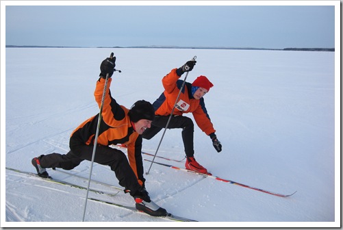 Gerd Janning und Erling Sommerfeldt beim Zielsprint